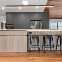 Ensemble de cuisine complet de luxe en placage de bois de chêne, acier inoxydable, MDF, granit pour appartements, îlots