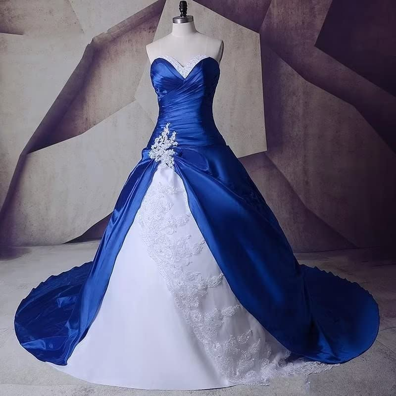 wedding dress with blue accents ACONITUM in Blue, an A-Line Ombr Color in Silk Larimeloom I can not guarantee that the color of your dress will be exactly same with the picture because of inevitable chromatic aberration between photos and reality Something Blue Wedding Dresses We're