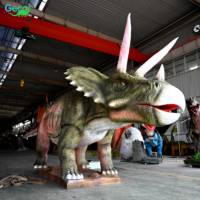 Parc d'attractions Gecai Animatronic Dinosaurs Factory Outdoor Large Size Robotic Triceratops Model