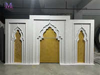 Backdrop lengkung akrilik putih bergaya India mewah dengan laser cut, untuk dekorasi panggung pernikahan