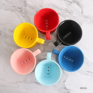Filtre à café en céramique de Chaozhou, diamètre 10,8 cm, réutilisable, pour usage domestique, bleu clair, bleu foncé, rose, rouge, jaune, noir - Product Image 1