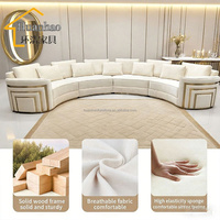 Canapés en tissu et cuir de luxe à 7 places en forme de C capitonnés avec des pieds en acier inoxydable Meubles de salon confortables Enest