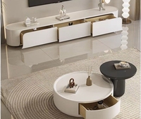 Ensemble de tables d'appoint modernes et simples en acier inoxydable pour salon, table d'angle de luxe avec plateau en verre et pierre pour canapé et balcon