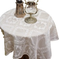 Nappe carrée personnalisable en polyester brodé floral tissé, style moderne français, petite, anti-poussière, avec chemin de table intégré