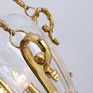 Lampadario in Vetro con Finitura in Ottone Dorato, Design Francese Mid-Century, per Villa, Corridoio di Lusso, Hotel, Casa, Karo - Product Image 3