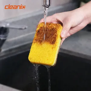 Biodegradable kitchen dish cleaning sponge household wood pulp dish sponge scrubber and abrasive scouring pad