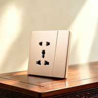 Prise murale universelle 5 broches en cuivre phosphoreux à contact argenté avec cadre en acier et panneau PC ignifuge A6 B1, avec double interrupteur de commande