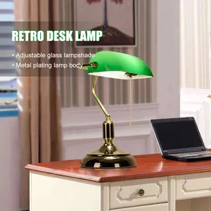 Lampe en verre rétro classique pour bureau, chambre à coucher, abat-jour de banque, lampe de Table, lampe de bureau pour réunion et lecture