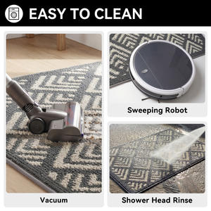 Alfombra de Entrada Antideslizante con Patrón Geométrico Rectangular, Alfombra de Entrada para Uso Doméstico, Fibra de Poliéster, Limpieza Localizada - Product Image 4