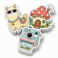 Pack d'autocollants personnalisés Kawaii : Adorables Lamas, Appareils Photo Rétro, Maisons Champignon – Autocollants Décoratifs en Vinyle Découpé pour Ordinateur Portable, Carnet, Réfrigérateur