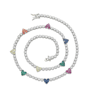 Color Small Love Tennis Chain Couple Stacked <b>Copper</b> Inlaid Zircon Heart Tennis <b>Bracelet</b> Tanjing Fashion Lijing Necklace - Product Image 4