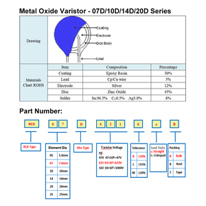 Factory Direct Sales Electronics Component Zov Varistor 07D361K <strong>MOV</strong> Varistor - Product Image 5