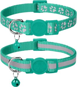 Collier de sécurité pour chat réfléchissant et coloré avec clochette, collier de chat à dégagement rapide - Product Image 1