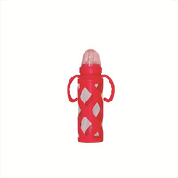 240ML botol bayi kaca ultra-tahan lama mudah dibersihkan bebas residu untuk bayi baru lahir 0-12 bulan termasuk penutup pelindung silikon gratis