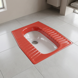 โถสุขภัณฑ์แบบนั่งยองสองสีแดงขนาดใหญ่ ยี่ห้อ Vistaar Ceramic ราคาประหยัด สำหรับแอฟริกา โถสุขภัณฑ์แบบอาหรับ - Product Image 2