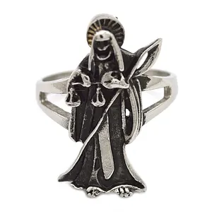 Americano di migliore di vendita Retro In Acciaio Inox 3D Cranio Grim Reaper Anello degli uomini punk accessori Dei Monili anelli di figura