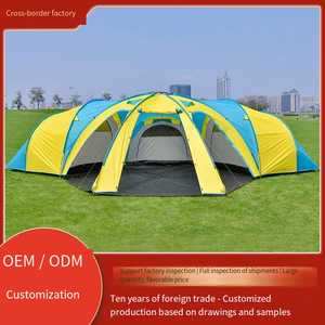 Quá khổ hai lớp không thấm nước gia đình cắm trại Lều ba phòng với một phòng khách làm bằng vải Oxford vải đường hầm lều - Product Image 2