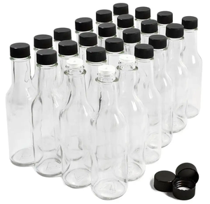 Botellas de vidrio para salsa de <span class=keywords><strong>Chile</strong></span>, 5 oz,10oz,12 oz Botellas de salsa de barbacoa de vidrio transparente Woozy con tapas negras - Product Image 6