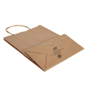 Bolsa de papel Kraft con asa retorcida y logotipo personalizado reciclado barato para llevar - Product Image 3