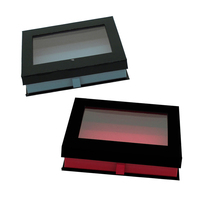 Boîte de rangement en papier recyclé de luxe, magnétique, dorée et noire, rectangulaire, avec fenêtre transparente en PVC, pour emballage cadeau