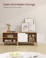 Meuble TV pour téléviseurs de 65 pouces, fabriqué en panneaux de particules durables avec un élégant bois massif, meuble TV coloré, table basse