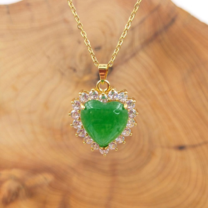 Collar Romántico con Colgante <span class=keywords><strong>de</strong></span> <span class=keywords><strong>Jade</strong></span> <span class=keywords><strong>Verde</strong></span> en Forma <span class=keywords><strong>de</strong></span> Corazón, Chapado en Oro <span class=keywords><strong>de</strong></span> 18K, con Incrustaciones <span class=keywords><strong>de</strong></span> Piedras Preciosas Naturales, para Regalo <span class=keywords><strong>de</strong></span> Aniversario - Product Image 6