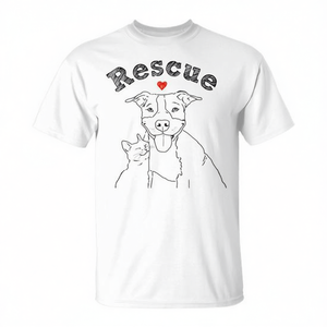 T-shirt Rescue Pet Pittie and Kitty avec dessin promotionnel sur le thème de la lutte contre la cruauté envers les animaux (chats et chiens) - Product Image 2