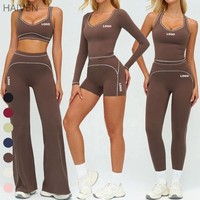 Ensemble de vêtements de sport haut de gamme pour femmes : Débardeur de yoga, soutien-gorge de sport à bretelles, pantalon évasé, leggings de yoga et de course, pour l'entraînement, le fitness et la gym