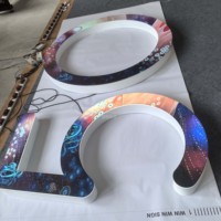 Lettres LED RGB à effet de poursuite en acrylique UV de qualité supérieure, signalétique de devanture en acier inoxydable, directement de l'usine