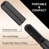 Peigne chauffant portable sans fil, lisseur de cheveux électrique rechargeable, brosse lissante pour cheveux