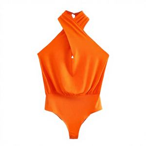 Traje de Baño de Dos Piezas para Mujer, Talla Grande, Cuello Halter, Color Negro y Rojo Frutal, JSN6937, Cintura Alta, Secado Rápido, Spandex/Poliéster, Ropa de Playa - Product Image 3