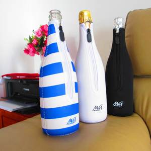 White Zipper Closure 750ml Custom Single Neoprene <b>Wine</b> Bottle Cooler champagne Holder Cover for Promotion - Product Image 6