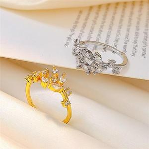 Anello aperto con design a foglia, regolabile, per coppie, accessorio alla moda per dita, per donne e uomini - Product Image 5