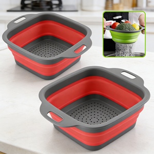 Colador de Silicona Plegable, Cesta para Lavar Frutas y Verduras, Escurridor Plegable con Asa - Product Image 1