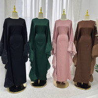 Nouvelle Abaya de Luxe Papillon Dubaï pour Femmes, Robe Musulmane, Vêtement Islamique Grande Taille, Robes pour Femmes à Manches Lotus, Abaya Modeste