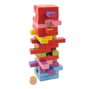 3 in 1 Multi-Activity dominoes 52pcs high quality wooden building blocks Stacking tower