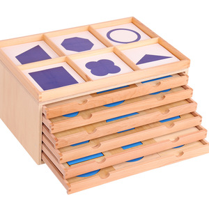 Nuovo Design Set <span class=keywords><strong>Montessori</strong></span> per Asilo Giocattoli in Legno Pannello con Figure Geometriche Armadietto - Product Image 1