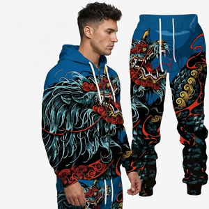 Wholesale <b>Men</b> Hooded Casual Sublimation <b>Tracksuit</b> Printed Customized Colors Logos Quick-Drying Breathable Eco-Friendly - Product Image 2