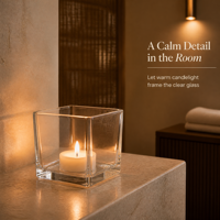 Vase carré en verre transparent pour bougies, support pour bougies chauffe-plat, 6 tailles disponibles pour l'aromathérapie et la fabrication de bougies épaisses