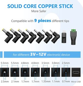 Salida 3V 4,5 V 5V 6V 7,5 V 9V 12V1A Adaptador de coche de voltaje múltiple para electrónica pequeña e interfaz USB 5V2A para computadora portátil/teléfono móvil - Product Image 5