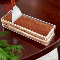 BAKEST Boîte à gâteau rectangulaire longue en acrylique transparent 3D pour Tiramisu et Mousse, Emballage alimentaire, Compatible congélateur
