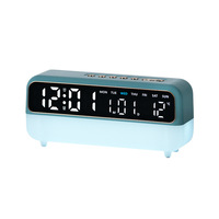 Réveil numérique IBN avec lumière ambiante LED, calendrier perpétuel, design moderne - Horloge de chevet minimaliste, calendrier hebdomadaire