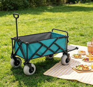 Chariot pliable, chariot utilitaire portable de grande capacité 120L avec roues pneumatiques, camping en plein air, jardin - Product Image 5