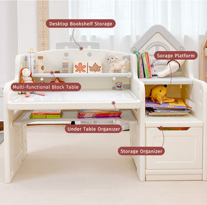 MIGO BEAR-Ensemble table et chaises en plastique blanc pour enfants, table d'étude en PE-HD - Product Image 2