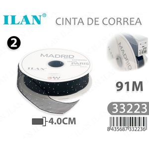 Nastro Tessuto ILAN 4.0Cm 91M Nero con Puntini Bianchi per Cinghie - Product Image 3