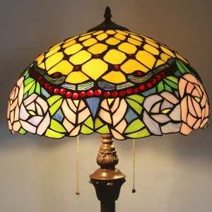 LongHuiJing Tiffany European LED Stained Glass Floor Standing Lamp with Dome Shade E26 Base - Product Image 5