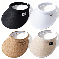 Visiera Parasole da Donna a Tesa Larga, Cappello da Sole Vuoto con Etichetta Tessuta ACE, Visiera Estiva Regolabile per Golf e Spiaggia