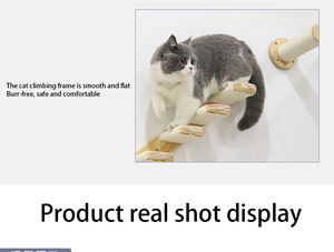 إطار تسلق للقطط مصنوع من السيزال بأحجام متنوعة يثبت على الحائط، شجرة للقطط من الخشب الصلب، منصة قفز للحيوانات الأليفة تثبت على الحائط - Product Image 6