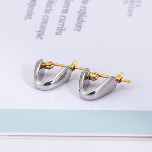 Yunnique – boucles d'oreilles géométriques en forme de U en acier titane, bijoux minimalistes à la mode pour femmes et hommes, été 2021 - Product Image 4