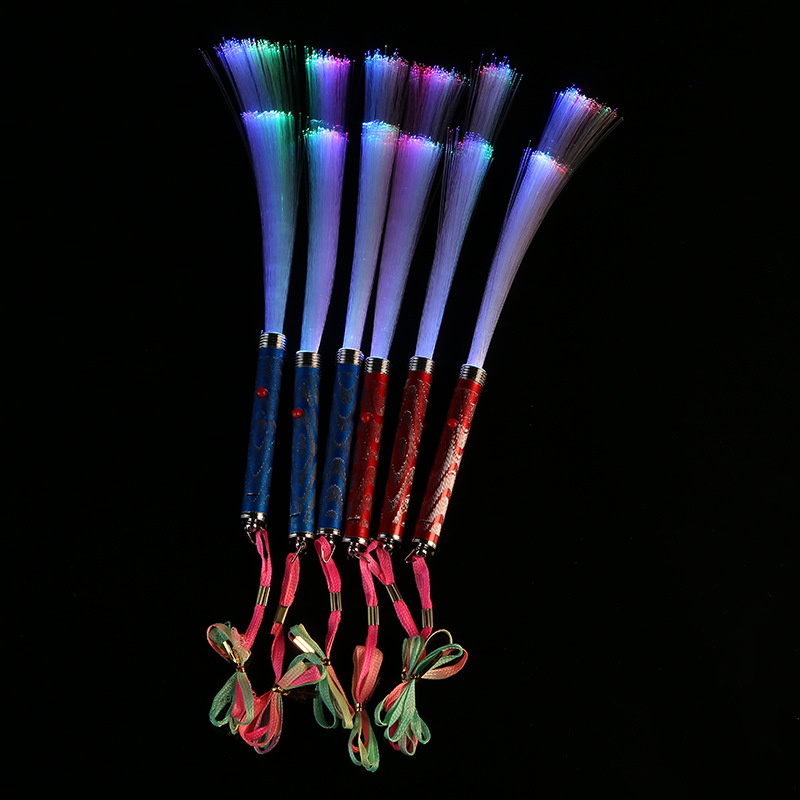 Светящиеся волоконные светодиодные светящиеся палочки, Цветные мигающие палочки, светящиеся волоконно-оптическими контурными реквизитами, светящиеся волшебные палочки для детской вечеринки